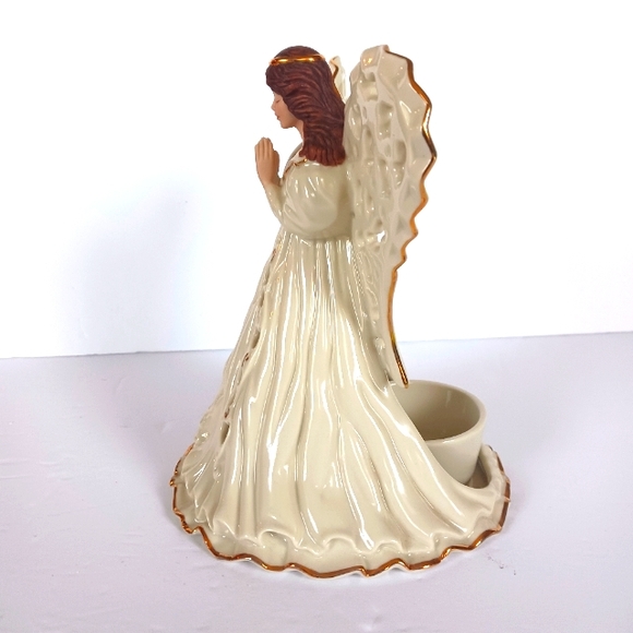 Vintage Lenox Angel of Adoration Pierced Votive Candleholder Trimmed in 24K Gold - Picture 4 of 5